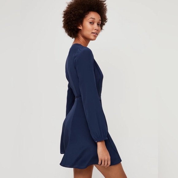 Navy Wrap Dress | Aritzia - Picture 4 of 6